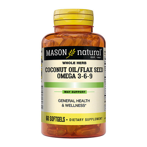 Mason Coconut Oil & Flax Seed Omega 3-6-9 Softgels, Herbal Supplement - 60 Ea